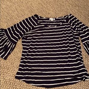 Blue and white striped top